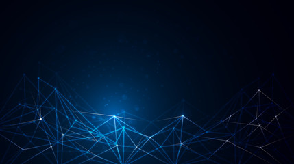 Vector Abstract futuristic - Molecules technology background. Abstract molecular structure on dark blue color background. Communication - network for futuristic technology concept