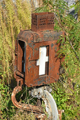 Old rusty railway switch