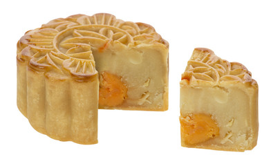 Mooncake ,Chinese mid autumn festival food isolated on white