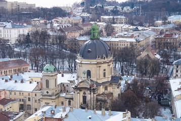 View on Dominican cathedral in Lviv