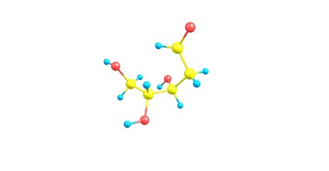 Deoxyribose molecular structure isolated on white