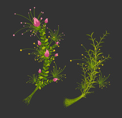 Obraz na płótnie Canvas Green Flowers Branches