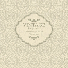 Invitation cards in an old-style beige and green.