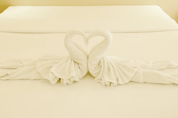 swans shaped of towel