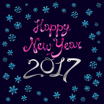 Happy new year card. Gold template over black background with golden sparks. Happy new year 2017. Template for your design. Vector illustration.