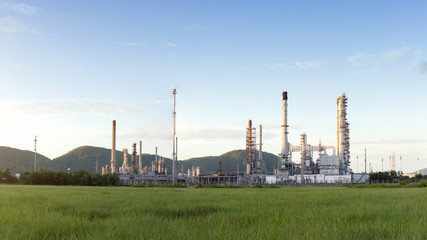Oil Refinery factory in the morning , petrochemical plant , Petroleum.