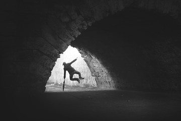 Man singing and dancing in the rain