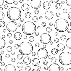 Seamless soap bubbles pattern. Vector hand drawn background - obrazy, fototapety, plakaty