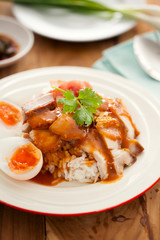 roast red pork with rice,thai food