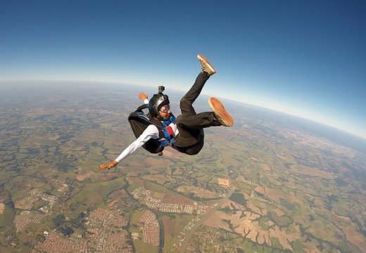 Skydiving crazy woman