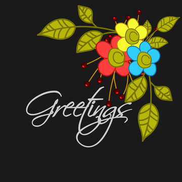 Artistic Greeting Flowers Vector