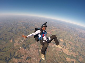 Obraz premium Skydiving having fun girl