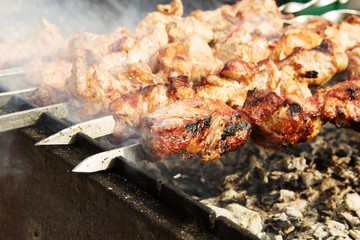 Meat roasted on skewers