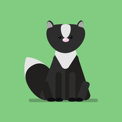 Wild animal skunk. Isolated vector illustration of a flat