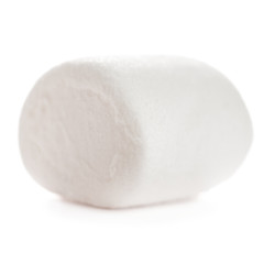 One Fluffy white marshmallow macro isolated over white backgroun