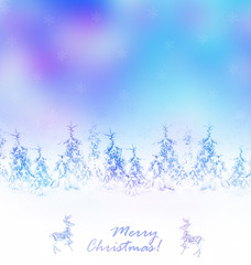 Winter Forest. Winter landscape. christmas card