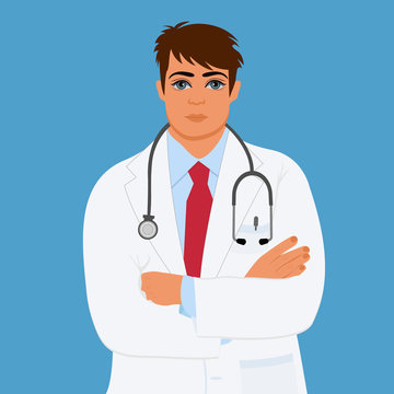 physician, doctor, male, vector illustration
