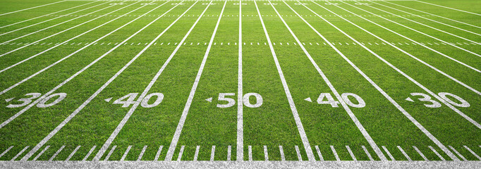american football field and grass