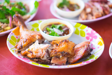 Grilled chicken, selective focus