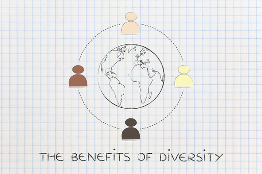 diversity in the workplace: multi ethnic team illustration (eart