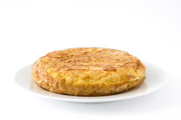 Traditional spanish omelette isolated on white background

