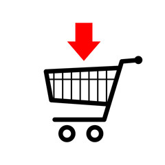 Shopping cart icon on white background
