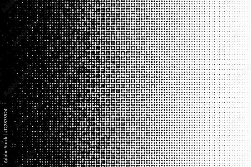 Wall mural vector halftone transition pattern made of dots with random size circles.