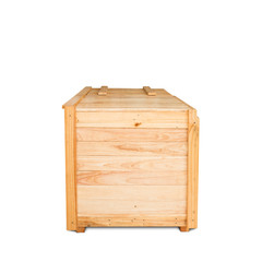 wooden box with clipping path isolated on white background with