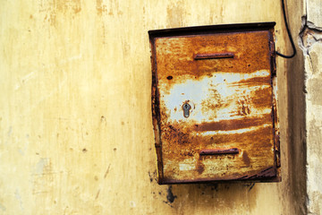 Old rusty weathered mailbox