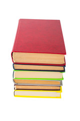 stack of multicolored books. on white, isolated background.