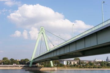 View of the Deutzer Bridge from the Rhine River