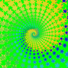 Fototapeta premium Blue yellow spiral with stars geometric background pattern