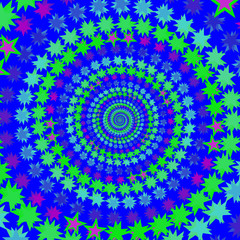 Green blue spiral with stars geometric background pattern