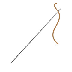 sewing needle with brown thread vector illustration