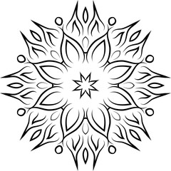 Fototapeta premium Decorative ornamental element. Black mandala on white background. Vector illustration