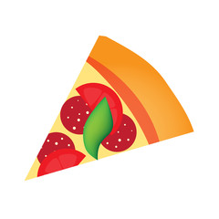 pepperoni tomato basil pizza slice isolated vector illustration