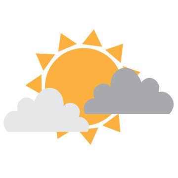 sun and clouds flat icon vector illustration