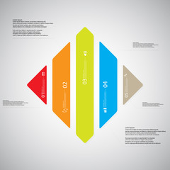 Rhombus illustration template consists of five color parts on light background