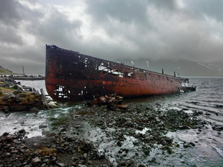 Djúpavík shipwreck in Icelandic town of Hjalteyri 