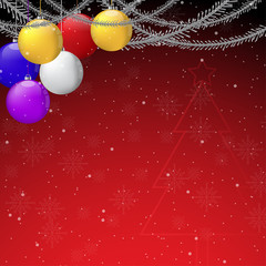 Christmas ball and red background