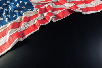 American flag on dark background