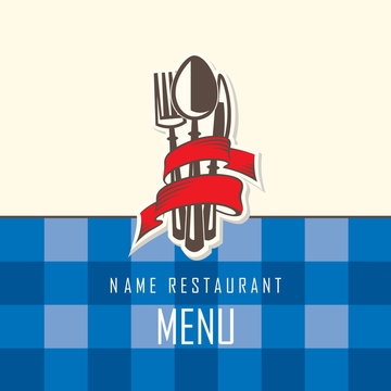 restaurant menu design with fork, spoon and knife