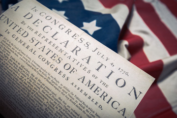 United States Declaration of Independence on a Betsy Ross flag