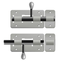 Vector illustration of an open and closed metal latches on white