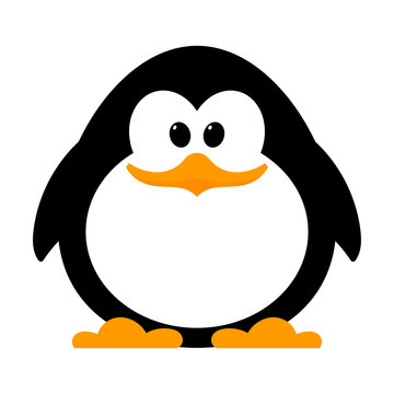 Little cute penguin on a white background. Vector illustration o