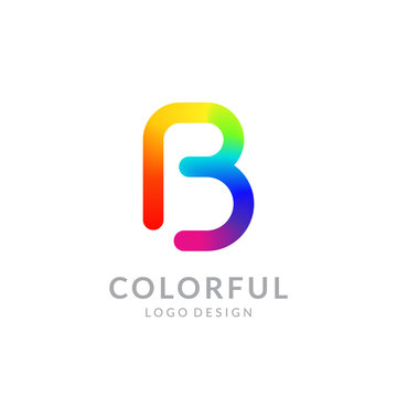 Colorful logo design. Preview on a smartphone. Letter "B". Eps10 vector illustration.