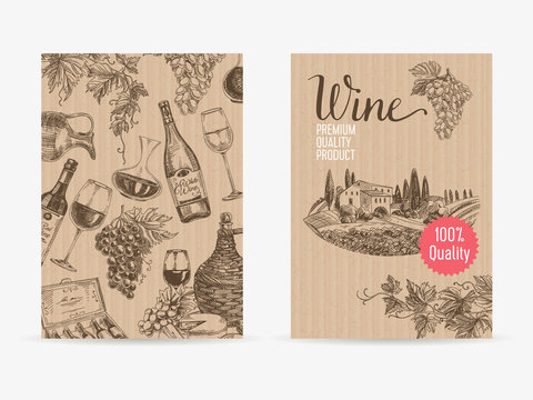 Vector hand drawn wine Illustration. 