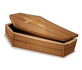 Wood Coffin With Christian Cross
