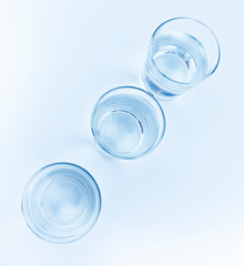 top of view of drink glasses with water, nutrition and health-care concept