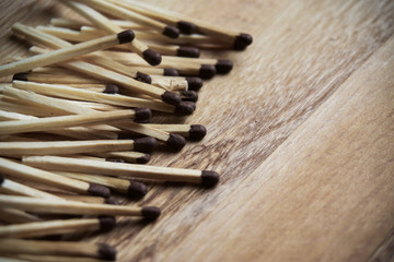 a lot of matches on a wooden background, wood background, matche
